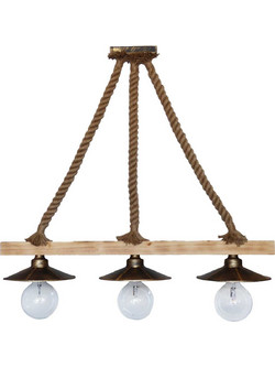 Heronia Lighting UT-150 ROPE 3/L RAGA Κρεμαστό Φωτιστικό Οροφής με Σχοινί Τρίφωτο Μπεζ 31-0880