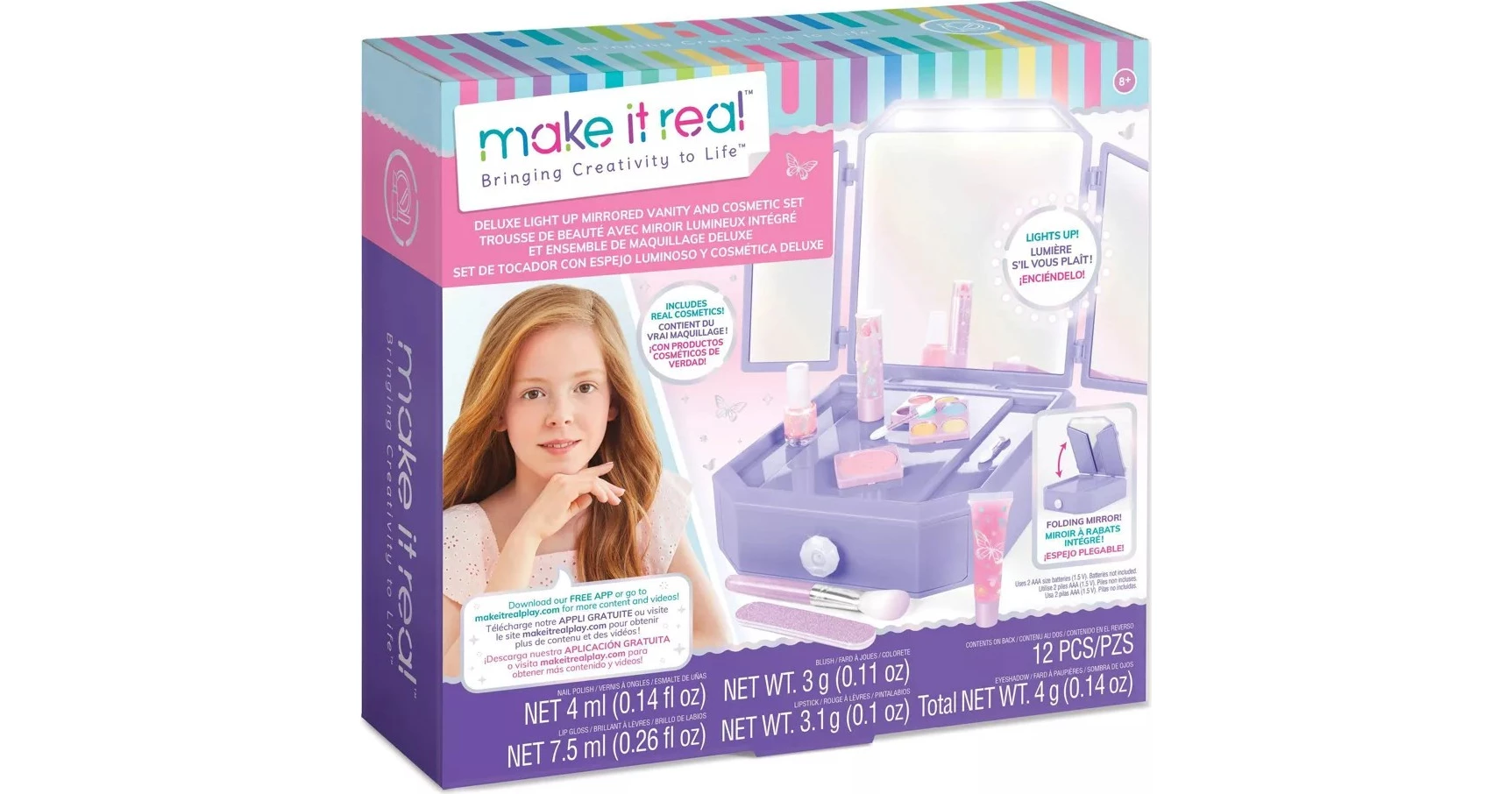 Make It Real Deluxe Light Up Mirrored Vanity & Cosmetic Set