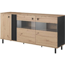 Μπουφές Madis L_Madis_21v 165x82x40cm Anthracite-Natural