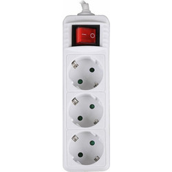 Lamtech Power Strip With Switch 3 Outlets White 3M - (LAM113287)