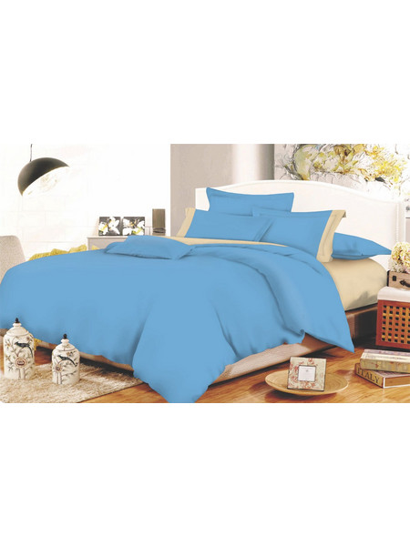 Komvos Σετ Σεντόνια Διπλά 200x240 Sky Blue - Beige