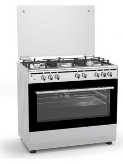 Thermogatz TGS 7301 IX . 04.401.095 Κουζίνα Ηλεκτρική 95lt με Εστίες Αερίου 90cm