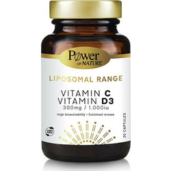 Power Health Liposomal Range Vitamin C 300mg & Vitamin D3 1000iu 30 Κάψουλες