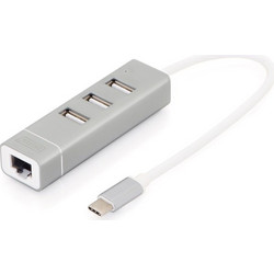 Digitus DA-70253 USB Hub 2.0 USB-C με 4 Θύρες USB-A / Ethernet