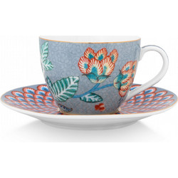 Pip Studio Flower Festival Light Φλιτζάνι Espresso Πορσελάνης Γαλάζιο 120ml 51004136