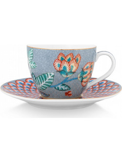 Pip Studio Flower Festival Light Φλιτζάνι Espresso Πορσελάνης Γαλάζιο 120ml 51004136