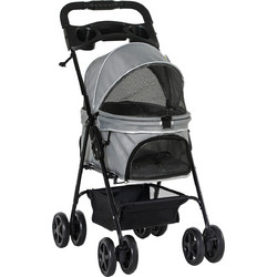 PawHut Καρότσι Μεταφοράς Σκύλου έως 4kg Γκρι 67x45x96cm D00-127GY