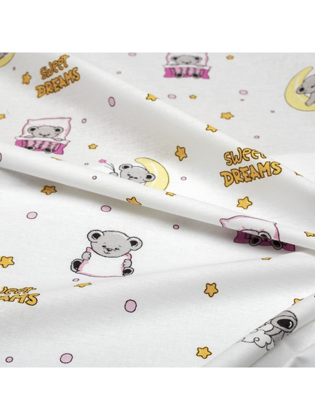 Dimcol Sweet Dreams 553 Βρεφικό Σεντόνι Λίκνου Βαμβακερό 80x110 White/Pink