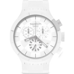 Swatch Big Bold Chequered Ανδρικό Ρολόι Χρονογράφος με Λευκό Καουτσούκ Λουράκι SB02W400