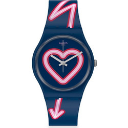 Swatch Flash of Love Γυναικείο Ρολόι με Μπλε Καουτσούκ Λουράκι GN267