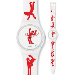 Swatch Show Your Moves Γυναικείο Ρολόι με Λευκό Καουτσούκ Λουράκι GW146