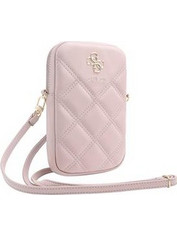 Guess PU Quilted 4G Metal Logo Wallet Phone Bag Zipper Pink
