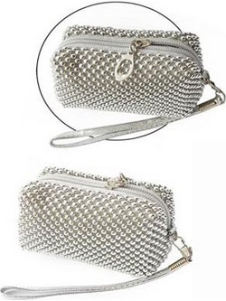 VOLTE-TEL ΘΗΚΗ ΠΟΥΓΚΙ-ΠΟΡΤΟΦΟΛΙ ZIPPER ΜΕ ΠΕΡΛΕΣ V300 SILVER