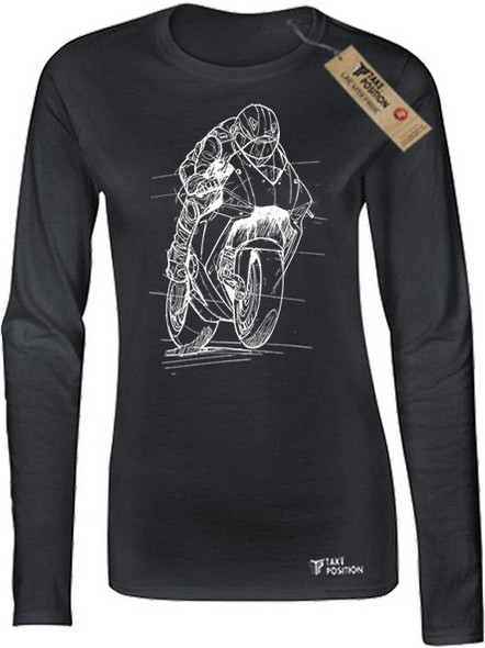 Takeposition μπλούζες γυναικείες μακρυμάνικες, Moto sport rider, Μαύρη, 505-9101-02