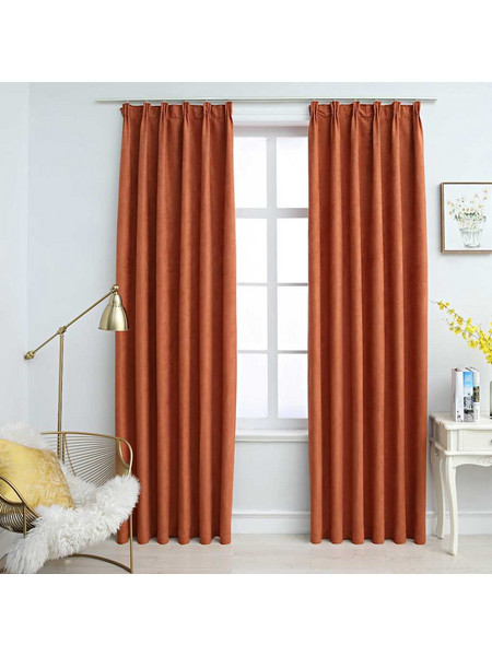 Vidaxl Σετ Κουρτίνες Συσκότισης με Γάντζους 140x225 2τμχ Κεραμιδί 134475