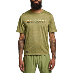 Saucony 80 Stopwatch Graphic Short Sleeve Ανδρικό Αθλητικό T-Shirt Πράσινο SAM800280-GDHA3