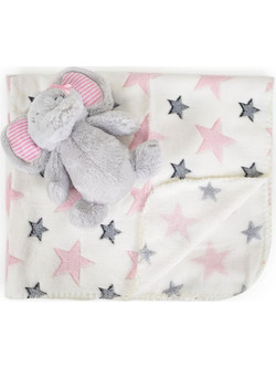 Cangaroo Elephant Κουβέρτα Αγκαλιάς Fleece με Λούτρινο 75x90 Λευκή Ροζ