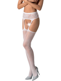 PASSION - S028 MEDIAS CON LIGUERO NEGRO TALLA UNICA BLANCO