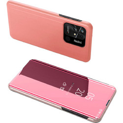 Clear View Case cover for Xiaomi Redmi 10C cover with a flap pink