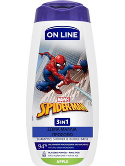 On Line Marvel Spider-Man 3In1 Apple Scent Moisturizing Shower Gel Ενυδατικό Αφρόλουτρο, 400ml