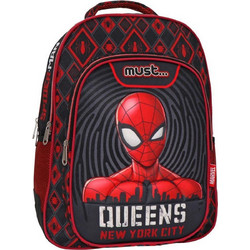 Must Spider-Man Queens New York City Σχολική Τσάντα Πλάτης Δημοτικού Μαύρη Κόκκινη 508107