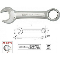 Yato Γερμανοπολύγωνο Κοντό 17mm YT-4910