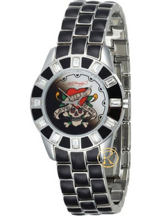 Ed Hardy Chic Love Kills Γυναικείο Ρολόι με Ασημί Μεταλλικό Μπρασελέ CH-LK