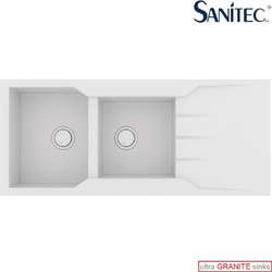 Sanitec Ultra Granite 801 Επικαθήμενος Νεροχύτης Γρανίτη Αντιστρεφόμενος Ματ Bianco 116x50cm