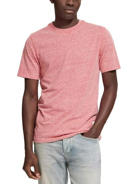 SCOTCH&SODA T-SHIRT ΛΑΙΜΟΚΟΨΗ φλαμα υφασμα και σταμπα logo κατω εμπρος κανονικη γραμμη