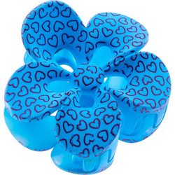 Κλάμερ πλαστικό λουλούδι σε 6 χρώματα με καρδιές-Γαλάζιο Γαλάζιο Novita