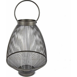 Zaros Οβάλ Μεταλλικό Φανάρι με Γυαλί Φ36x47.5cm HT654