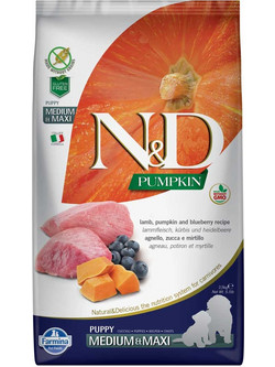 Farmina N&D Pumpkin Grain Free Puppy Medium & Maxi with Lamb, Pumpkin & Blueberry 12kg