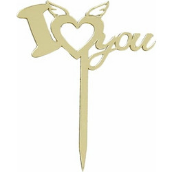 ΔΙΑΚΟΣΜΗΤΙΚΟ ΤΟΥΡΤΑΣ ΠΛΕΞΙΓΚΛΑΣ I LOVE YOU 12Χ14CM (ΧΡΥΣΟ)