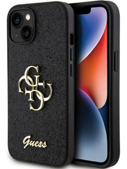 Guess Fixed Glitter 4g Back Cover Μεταλλική Μαύρο (Apple iPhone 15 Pro)