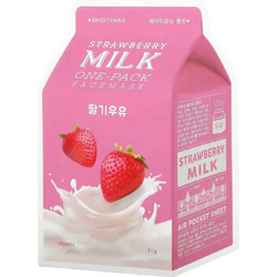 A'pieu One-Pack Milk Strawberry Sheet Μάσκα Προσώπου για Ενυδάτωση & Λάμψη με Υαλουρονικό 21gr