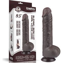 Lovetoy Sliding-Skin 9.5" Dual Layer Ρεαλιστικό Dildo με Βεντούζα & Όρχεις 24.1cm Μαύρο