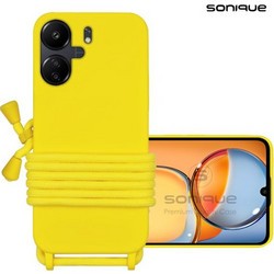 Θήκη Σιλικόνης με Κορδόνι CarryHang Sonique Xiaomi Redmi 13C 4G / Poco C65 4G - Κίτρινο