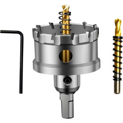 ASNOMY Carbide Hole Saw Carbide Drill Bit with 2 Titanium Coated Pilot for Carbide, Steel, Iron, Wood, Plastic 50mm