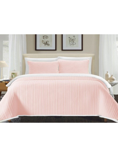 Κουβέρτα Μονή Super Soft Sherpa Stripes Γαρύφαλλο 160x220 - Σομόν