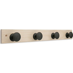 Κρεμάστρα Ξύλινη Limestone Ash Wood Με 4 Άγκιστρα Μαύρα 60x488x55mm Inofix 3744-2