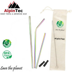 AlpinPro Καλαμάκια Μεταλλικά Πολύχρωμα με Βουρτσάκι 3τμχ_4891321280693