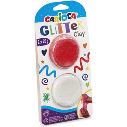 Carioca Glitter Κόκκινο & Λευκός Πηλός 2χ20gr 42129