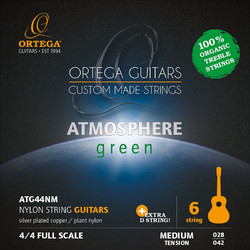 Ortega ATG44NH Σετ 6 Χορδές Κλασικής Κιθάρας Nylon 29-43" Medium Tension