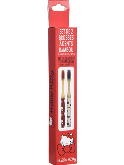 Hello Kitty Bamboo Toothbrush Παιδικές Οδοντόβουρτσες 2τμχ Κόκκινη Μπλε