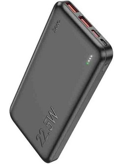Hoco J101 Astute Power Bank 10000mAh 22.5W με 2 Θύρες USB-A Black