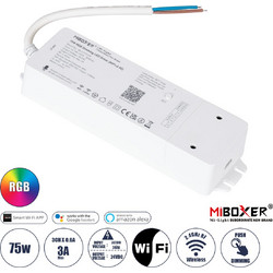 71439 WL3-P75V24 Mi-BOXER DC Smart Wifi & RF 2.4Ghz & Push Dimming Power Supply Τροφοδοτικό SELV & Controller / Dimmer All in One 3 Καναλιών AC100-240V σε DC 24V 3 x 0.6A 14.4W - Max 3A 75W - IP20 RGB
