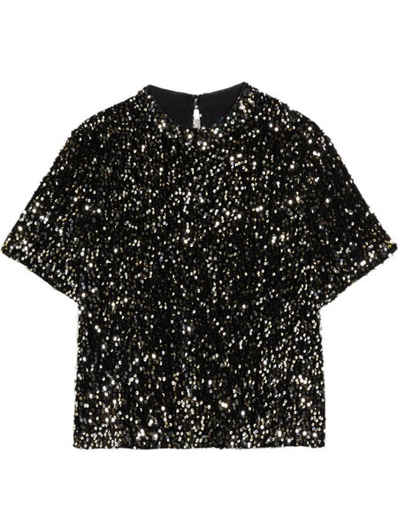 Top Zarhaaa Boxy Velvet Sequin Tee 276951 black