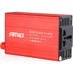 INVERTER 24-230V max300W-peak600W ME 2 USB AMiO - 1 ΤΕΜ. 02471/AM