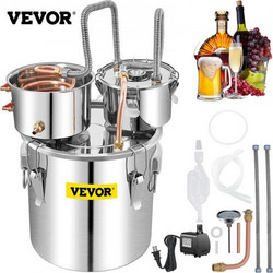 VEVOR Αποστακτήρας Αλκοόλ 50L με Συμπυκνωτή & Θάμπερ, 13.2Gal Λέβητας Οίνου με Χάλκινο Σωλήνα, Κιτ Οικιακής Ζυθοποιίας με Θερμόμετρο, Ασημί ZLQSLNTDBO50LO87SV2