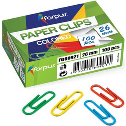 Συνδετήρες χρωματιστοί Forpus 28 mm set 100 τεμ